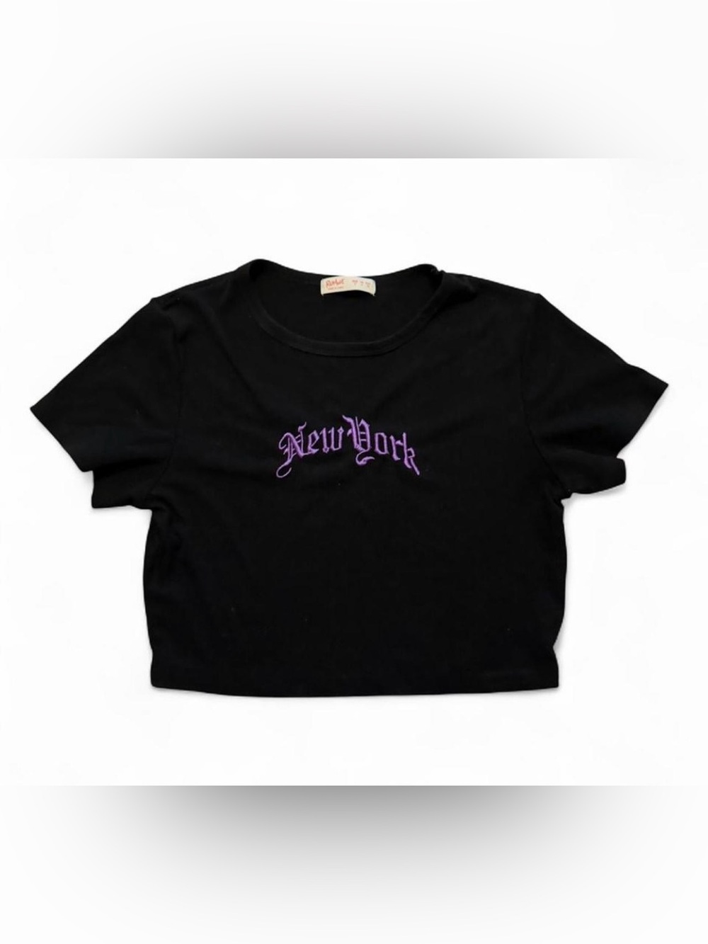 Romwe women’s Black "New York" Crop Tee size small
